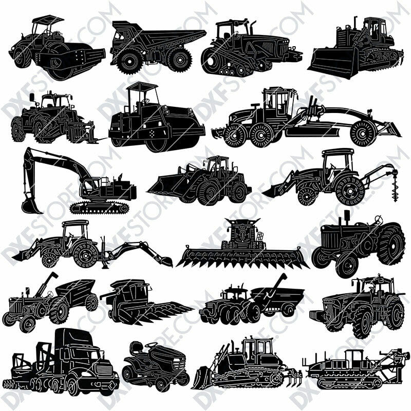 Heavy Duty Construction and Agricultural Machinery DXF SVG Downloadable Files For Sale Heavy Duty Construction and Agricultural Machinery DXF SVG Downloadable Files For Sale