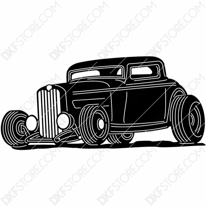 Hot Rod Classic Car 1932 Ford Coupe Cut-Ready DXF File for CNC Laser Cut
