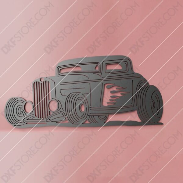 Hot Rod With Flames Classic Car 1932 Ford Coupe Cut-Ready DXF File SVG File for CNC Plasma Cut Hot Rod With Flames Classic Car 1932 Ford Coupe Cut-Ready DXF File SVG File for CNC Plasma Cut