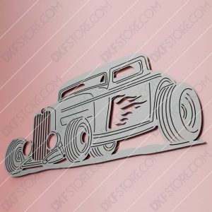 Hot Rod With Flames Classic Car 1932 Ford Coupe Cut-Ready DXF File SVG File for CNC Plasma and Laser Cut