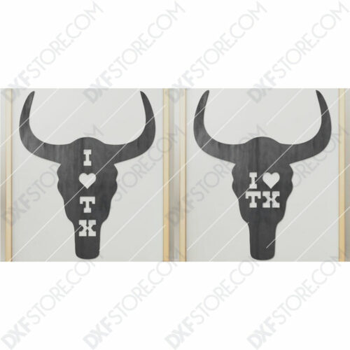 I Love Texas Buffalo Skull CNC DXF Files Downloads for CNC Machines