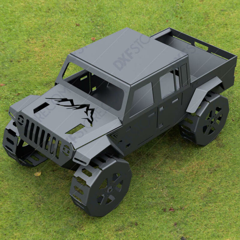 Jeep Gladiator Fire pit Complete Car Fire pit 48X26X23 in Cut-Ready CNC Laser and Plasma DXF Files Jeep Gladiator Fire pit Complete Car Fire pit 48X26X23 in Cut-Ready CNC Laser and Plasma DXF Files