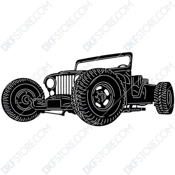 Jeep Hot Rod Car Plasma Art for CNC Plasma Cut Cut-Ready DXF File for CNC