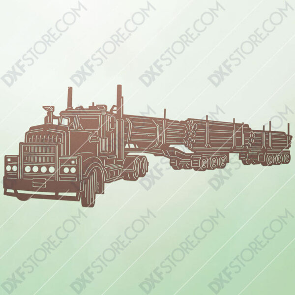 Kenworth 909 Truck with a set of log trailers Custom Order Plasma and Laser Cut for CNC