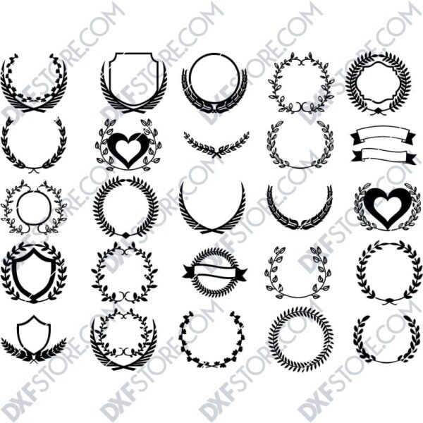 Laurels and Wreaths Bundle DXF files for CNC Plasma and Laser Cut