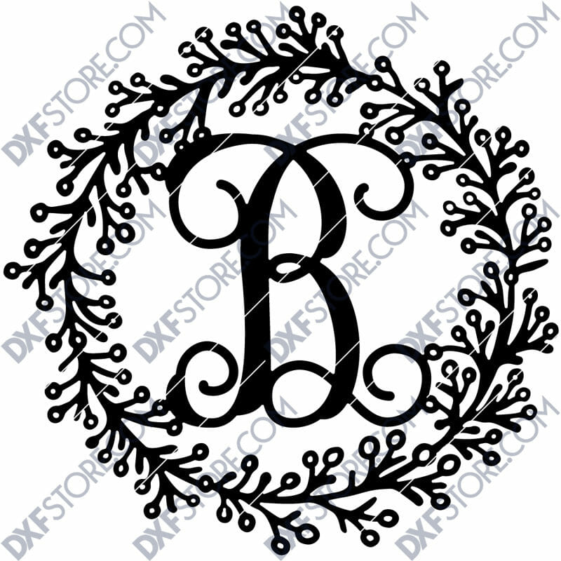 Leafy Decorative Front Door Sign Last Name Monogram Wall Decor Letter Door Sign Hanger Dxf File Cut Ready For Cnc Laser Plasma Dxfstore Com Free Downloadable Dxf Files Ready To Cut