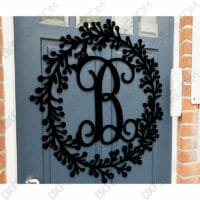 Leafy Decorative Front Door Sign Last Name Monogram Wall Decor Letter ...