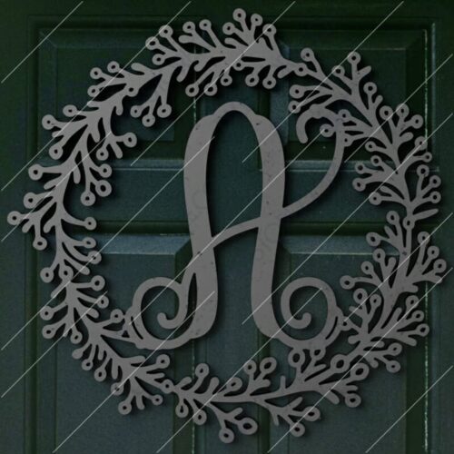Leafy Metal Initial Sign Metal Monogram Sign DXF File for CNC Plasma Cut and Laser Cut and Waterjet