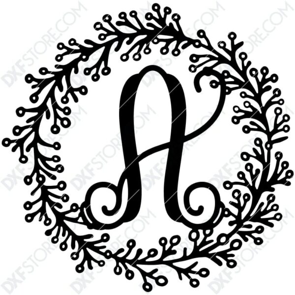 Leafy Metal Initial Sign Metal Monogram Sign Plasma Cut DXF File Cut-Ready for CNC Plasma and Laser Cut