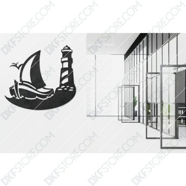 Lighthouse Sailing School Custom Logo DXF File for CNC Plasma Cut and Laser Cut and Waterjet Lighthouse Sailing School Custom Logo DXF File for CNC Plasma Cut and Laser Cut and Waterjet