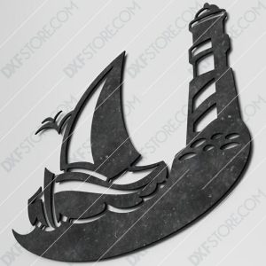 Lighthouse Sailing School Custom Logo Plasma Art for CNC Plasma Cut Cut-Ready DXF File for CNC Waterjet