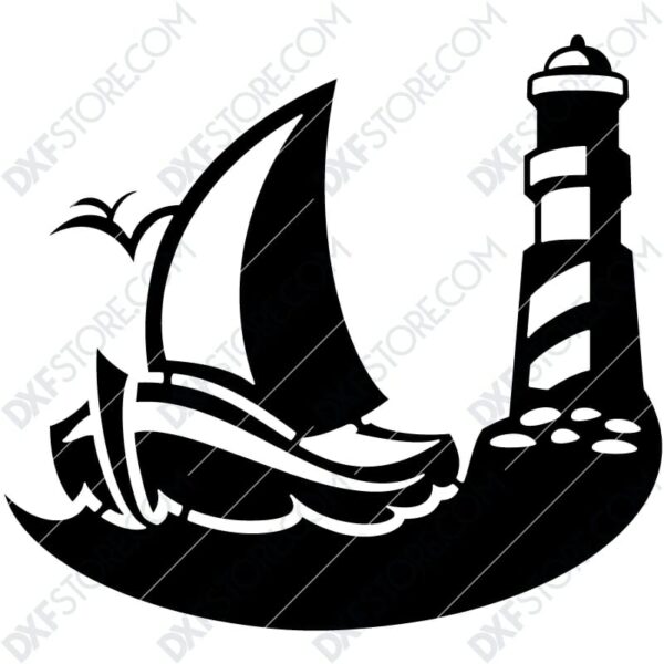 Lighthouse Sailing School Custom Logo Plasma Cut DXF File Cut-Ready for CNC Plasma and Laser Cut Lighthouse Sailing School Custom Logo Plasma Cut DXF File Cut-Ready for CNC Plasma and Laser Cut