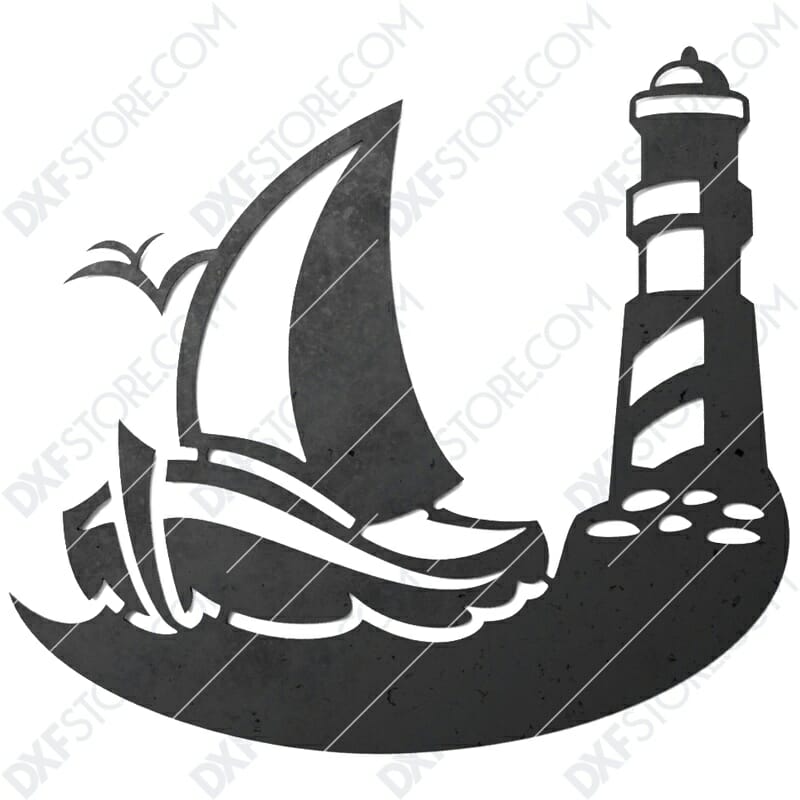 Lighthouse Sailing School Custom Logo Plasma and Laser Cut DXF File for CNC Laser and Plasma