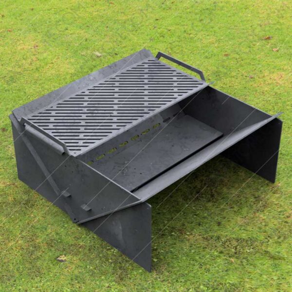 Minimal Collapsible Fire Pit With Custom Modern Grate Custom Order Fire Pit 30”X30X12 For Laser Cutter