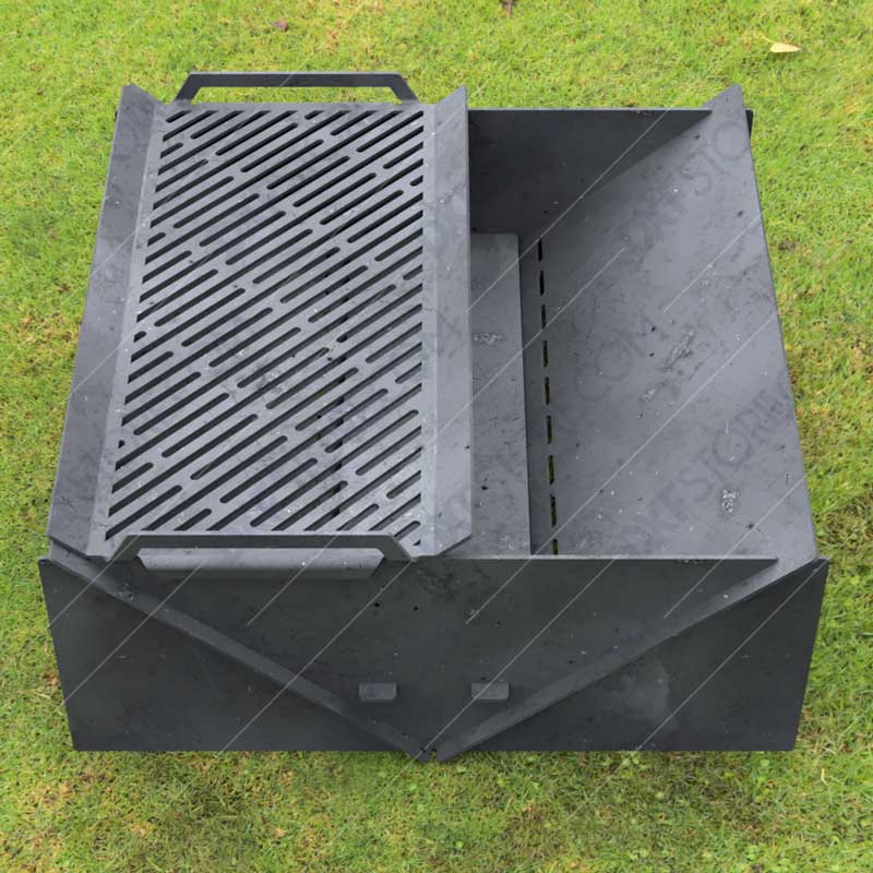 Minimal Collapsible Fire Pit With Custom Modern Grate Custom Order Fire Pit 30”X30X12 For Waterjet CNC Cutting