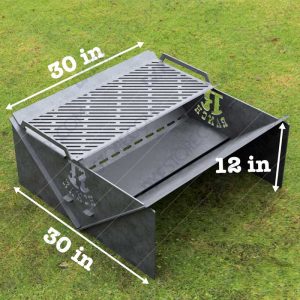 Modern fire pit Collapsible Minimal with Custom Logo R-Ranch and Grate No Welding Needed 30X30X12 For Laser Cutting