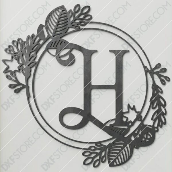 Monogram Plaque Letter H Decorative Floral Frame SVG File for CNC Plasma Cut Monogram Plaque Letter H Decorative Floral Frame SVG File for CNC Plasma Cut