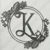 Monogram Plaque Letter K Decorative Floral Frame DXF File Cut-Ready for CNC