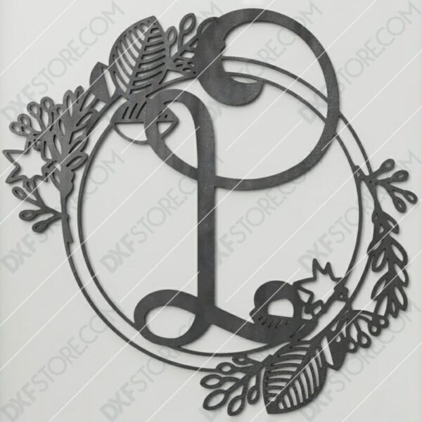 Monogram Plaque Letter L Decorative Floral Frame CNC Plasma Cut SVG File Monogram Plaque Letter L Decorative Floral Frame CNC Plasma Cut SVG File