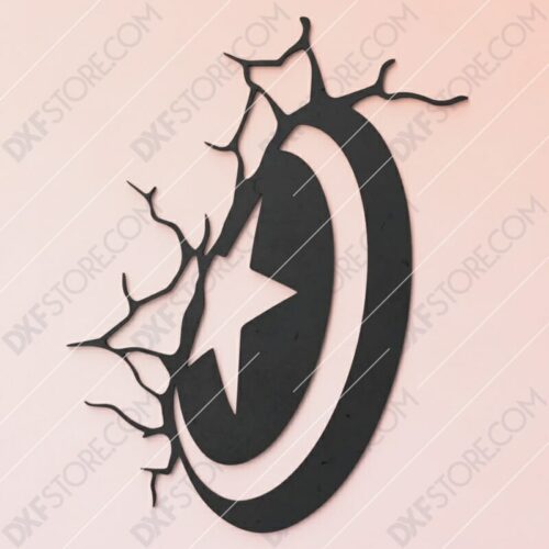 Shield and Star Plasma Art Plasma Cut DXF File Cut-Ready for CNC Plasma and Laser Cut