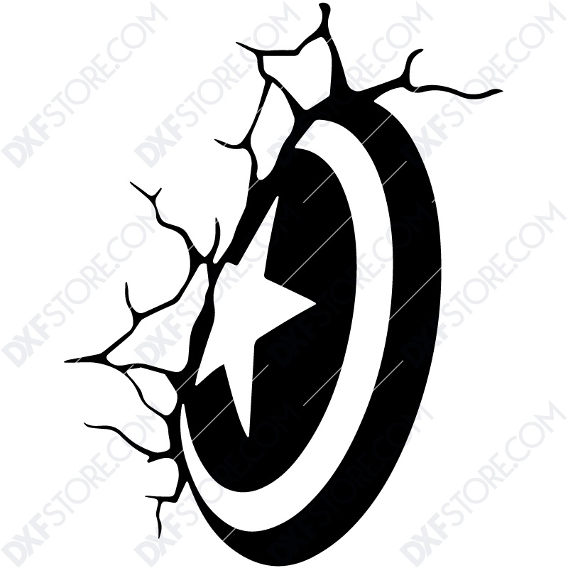 Shield and Star Plasma Art Plasma and Laser Cut DXF File for CNC Laser and Plasma