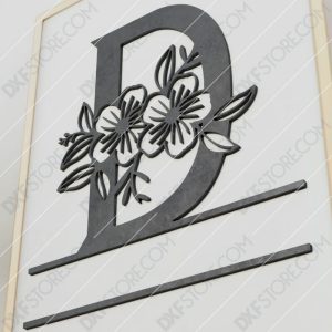 Split Monogram Elegant Floral Split Alphabet Letter D Cut-Ready Plasma Cut DXF File Download for CNC Plasma and Laser Cut