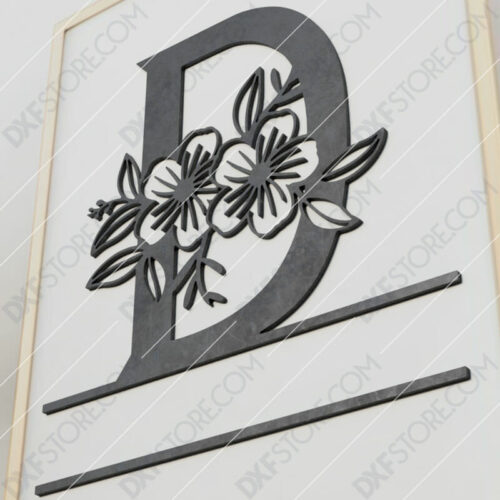 Split Monogram Elegant Floral Split Alphabet Letter D - DXF File Cut ...