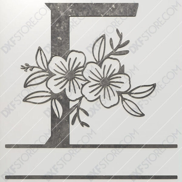 Split Monogram Elegant Floral Split Alphabet Letter F DXF File Downloadable DXF for CNC Plasma DXF Files Download