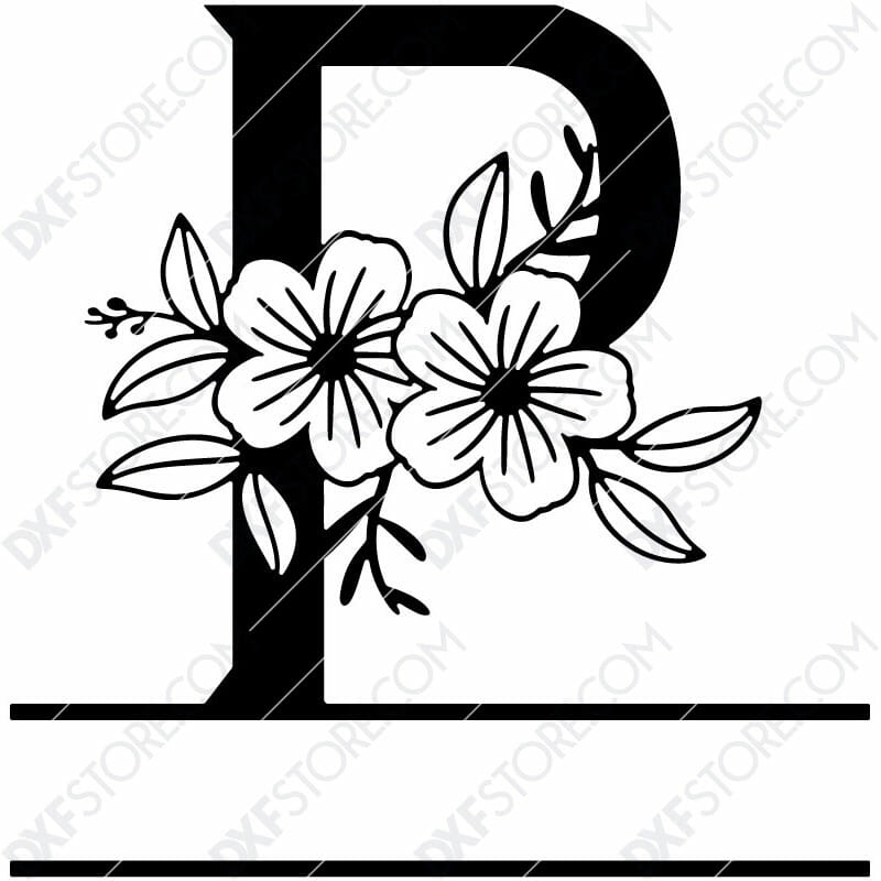 Download Split Monogram Elegant Floral Split Alphabet Letter P Dxf File Cut Ready For Cnc Laser Plasma Dxfstore Com Free Downloadable Dxf Files Ready To Cut