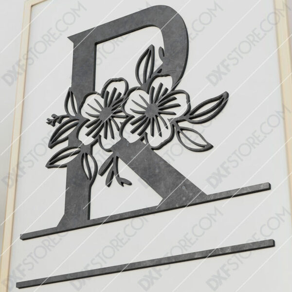 Split Monogram Elegant Floral Split Alphabet Letter R Cut-Ready Plasma Cut DXF File Download for CNC Plasma and Laser Cut Split Monogram Elegant Floral Split Alphabet Letter R Cut-Ready Plasma Cut DXF File Download for CNC Plasma and Laser Cut