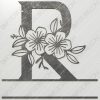 Split Monogram Elegant Floral Split Alphabet Letter R DXF File Plasma and Laser Cut for CNC Laser and Plasma Cut