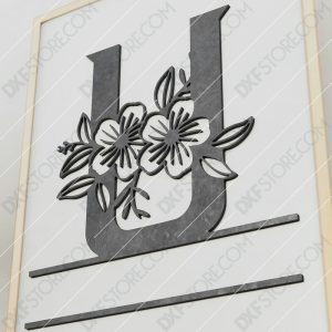 Silhouette Design Store: Flower Monogram Letter U  Floral monogram letter,  Floral letters, Floral monogram