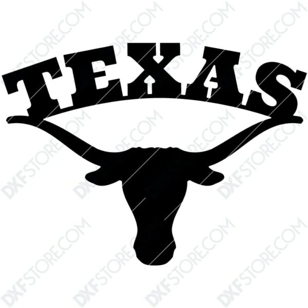 Texas Longhorn Plasma Art Metal Sign DXF File for CNC Plasma Cut and Laser Cut Texas Longhorn Plasma Art Metal Sign DXF File for CNC Plasma Cut and Laser Cut