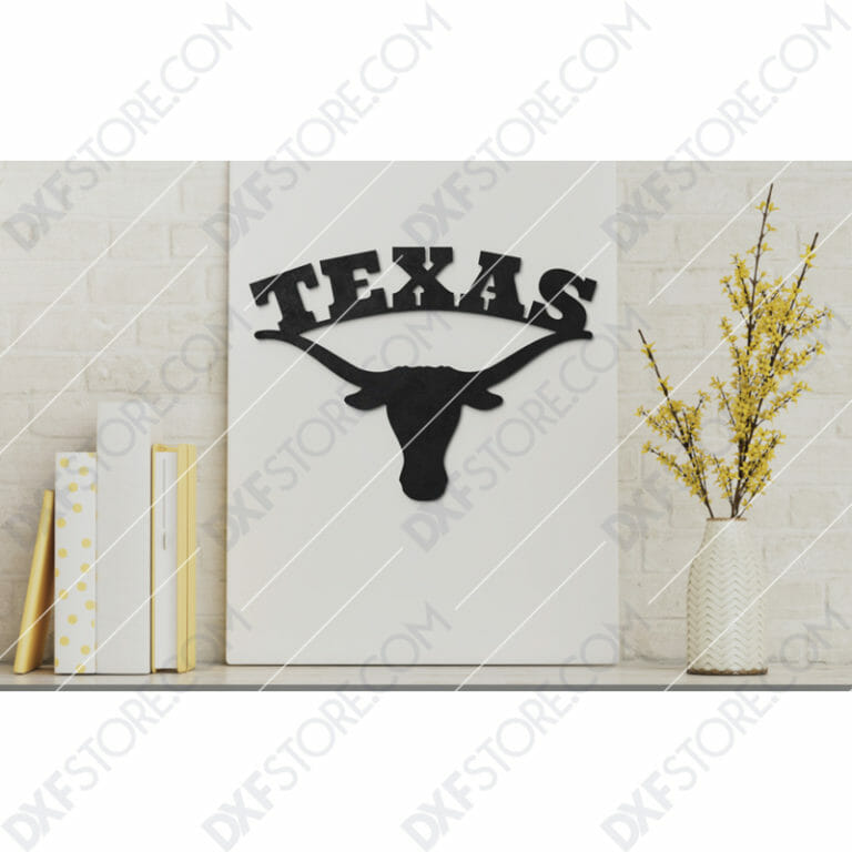 Texas Longhorn Plasma Art Metal Sign - DXF File Cut-Ready for CNC Laser
