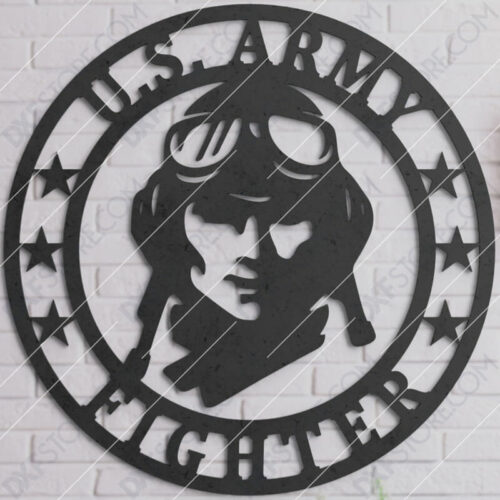 U.S. Army Fighter Vintage Sign Cut-Ready Plasma Cut DXF File for CNC Plasma and Laser Cut