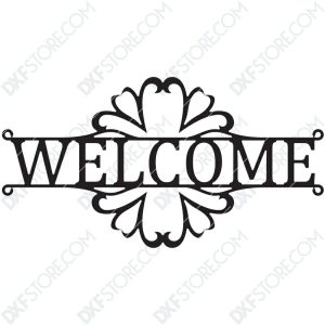 Welcome Sign Decorative Filigree Free DXF File Plasma Art for CNC Plasma Cut Cut-Ready DXF File for CNC