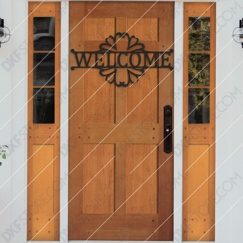 Welcome Sign Decorative Filigree Free DXF File Plasma and Laser Cut DXF File for CNC Laser and Plasma