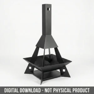 Pyramid Chimney Fire Pit DXF File Modern Steel CNC Plasma Plan
