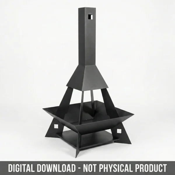 Pyramid Chimney Fire Pit DXF File Modern Steel CNC Plasma Plan