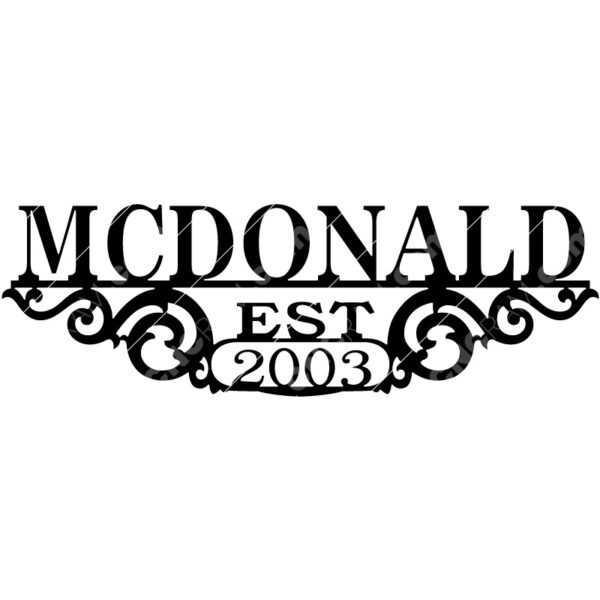 Scroll Custom Established Date Metal Sign DXF File SVG File For Laser Cut Scroll Custom Established Date Metal Sign DXF File SVG File For Laser Cut
