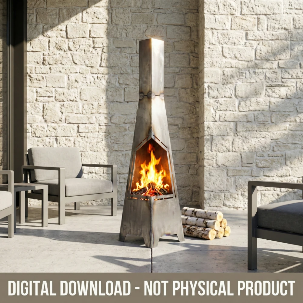 Tapered Chiminea DXF File Geometric Outdoor Fireplace with