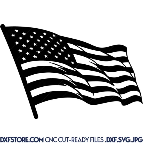 Waving American Flag Free DXF File