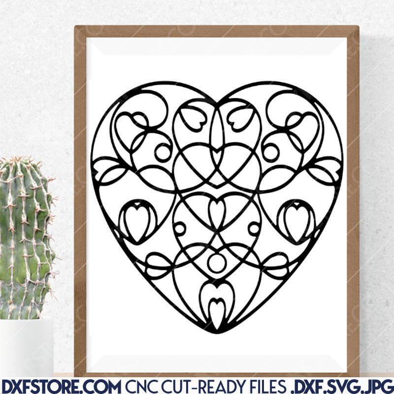​Heart Dxf Files Ornamental Wrought Iron Style Heart Dxf File Full of Hearts CNC Plasma and Laser Cut DXF File