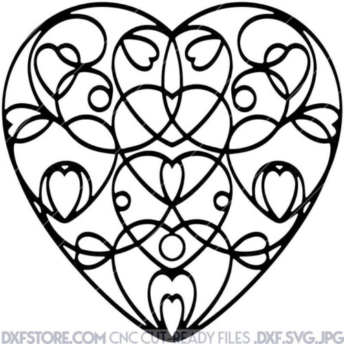 ​Heart Dxf Files Ornamental Wrought Iron Style Heart Dxf File Full of Hearts Plasma Art and Laser Cut DXF File