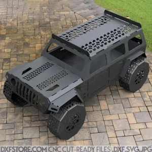 ​Jeep Fire pit with BBQ Grill DXF File SVG File For Laser Cut