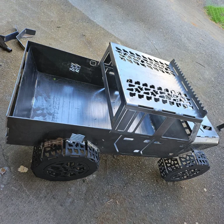 ​Jeep Gladiator Fire pit with notched Grill for skewers DXF File SVG File For Laser Cut