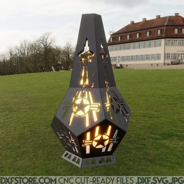 ​Pentagon Fire Pit Chiminea Plasma and Laser Cut DXF File
