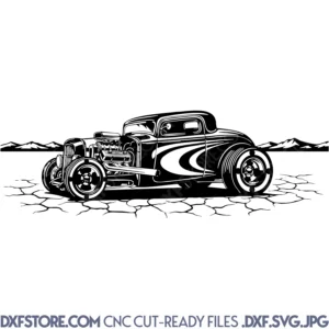 ​Vintage Hot Rod Cruiser CNC Files - Chopped '32 Coupe in Desert DXF SVG for CNC CNC design​