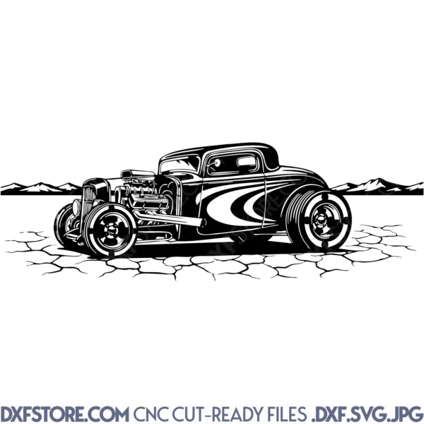 ​Vintage Hot Rod Cruiser CNC Files - Chopped '32 Coupe in Desert DXF SVG for CNC CNC design​